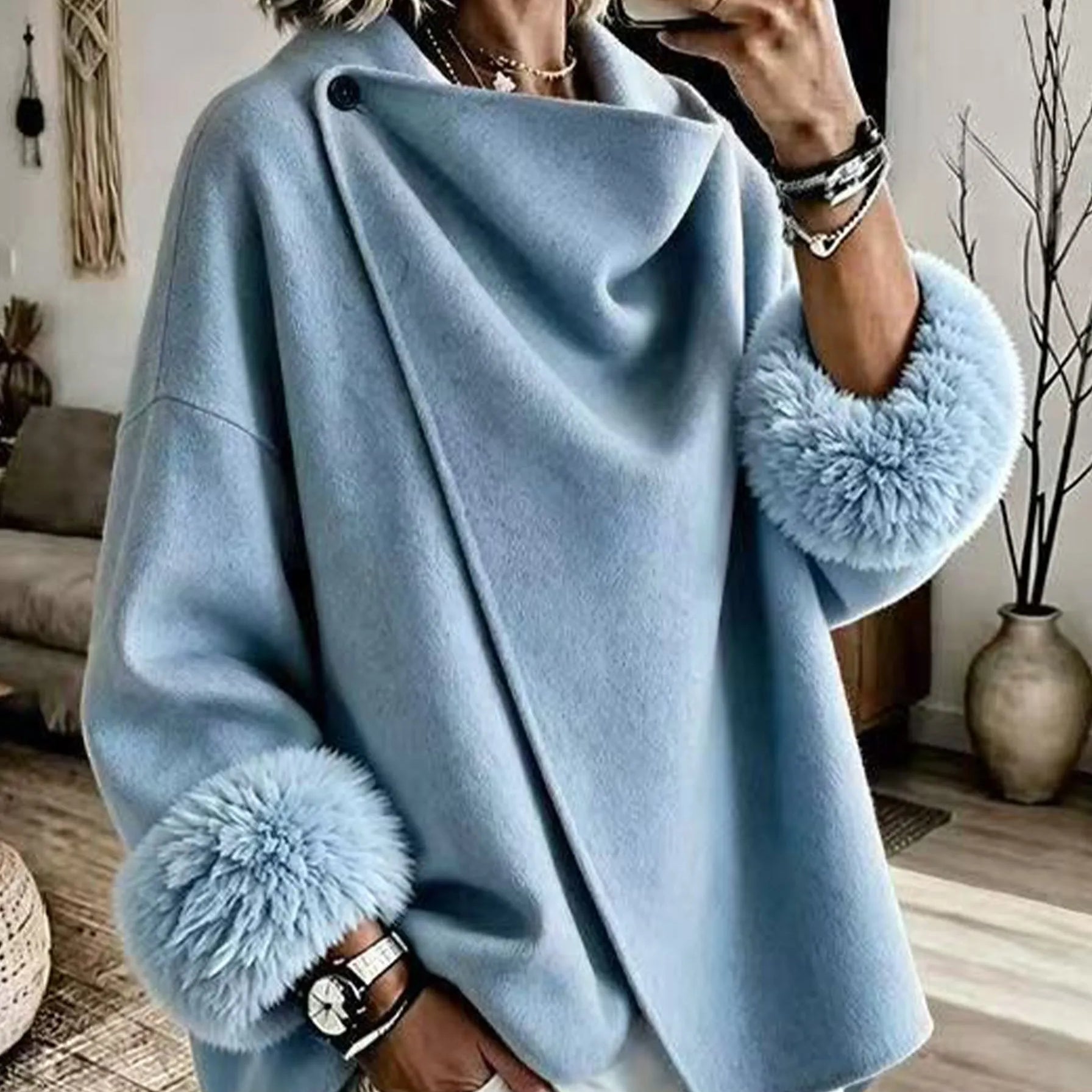 Chaqueta de mujer con frente asimétrico