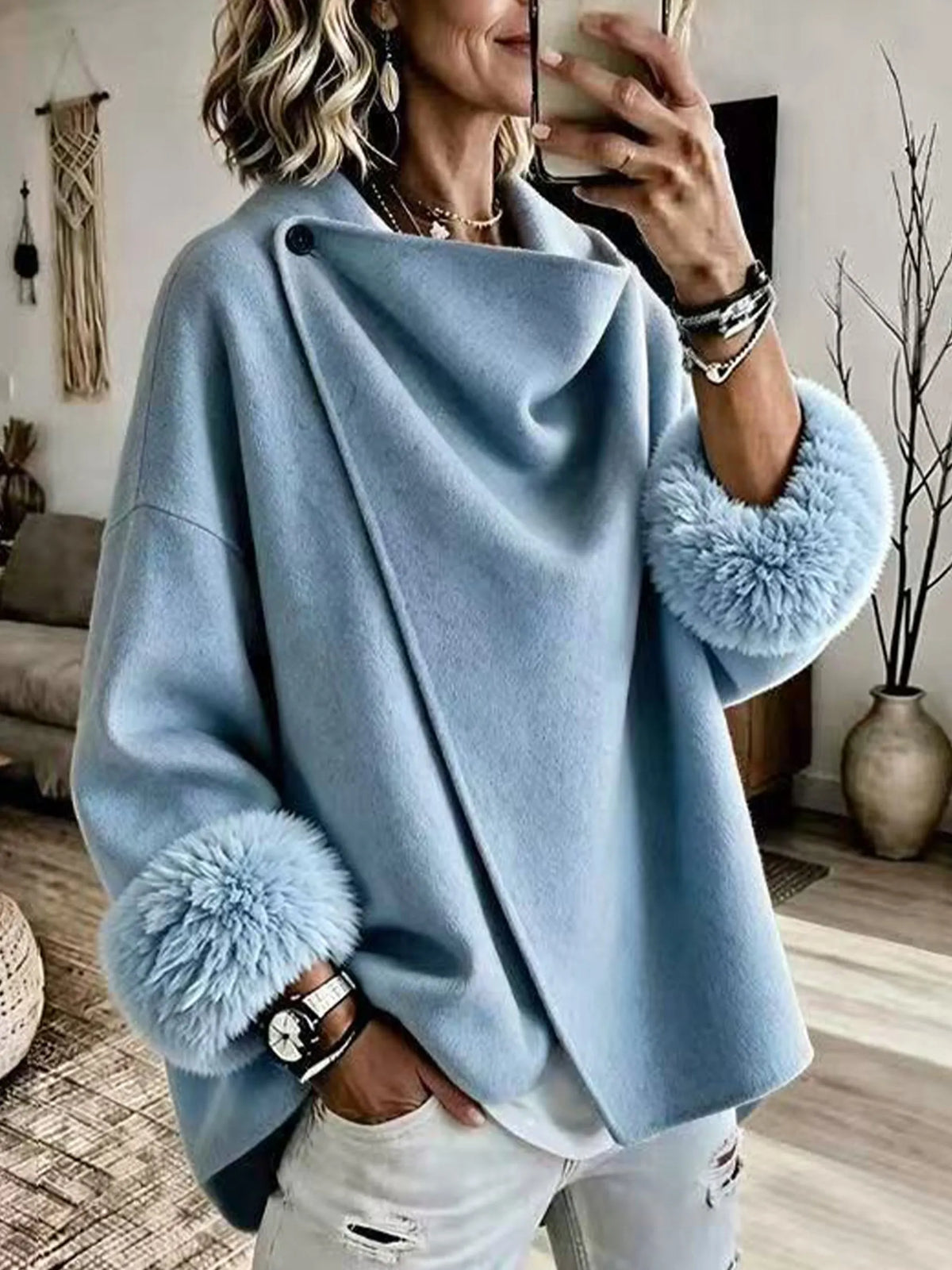Chaqueta de mujer con frente asimétrico