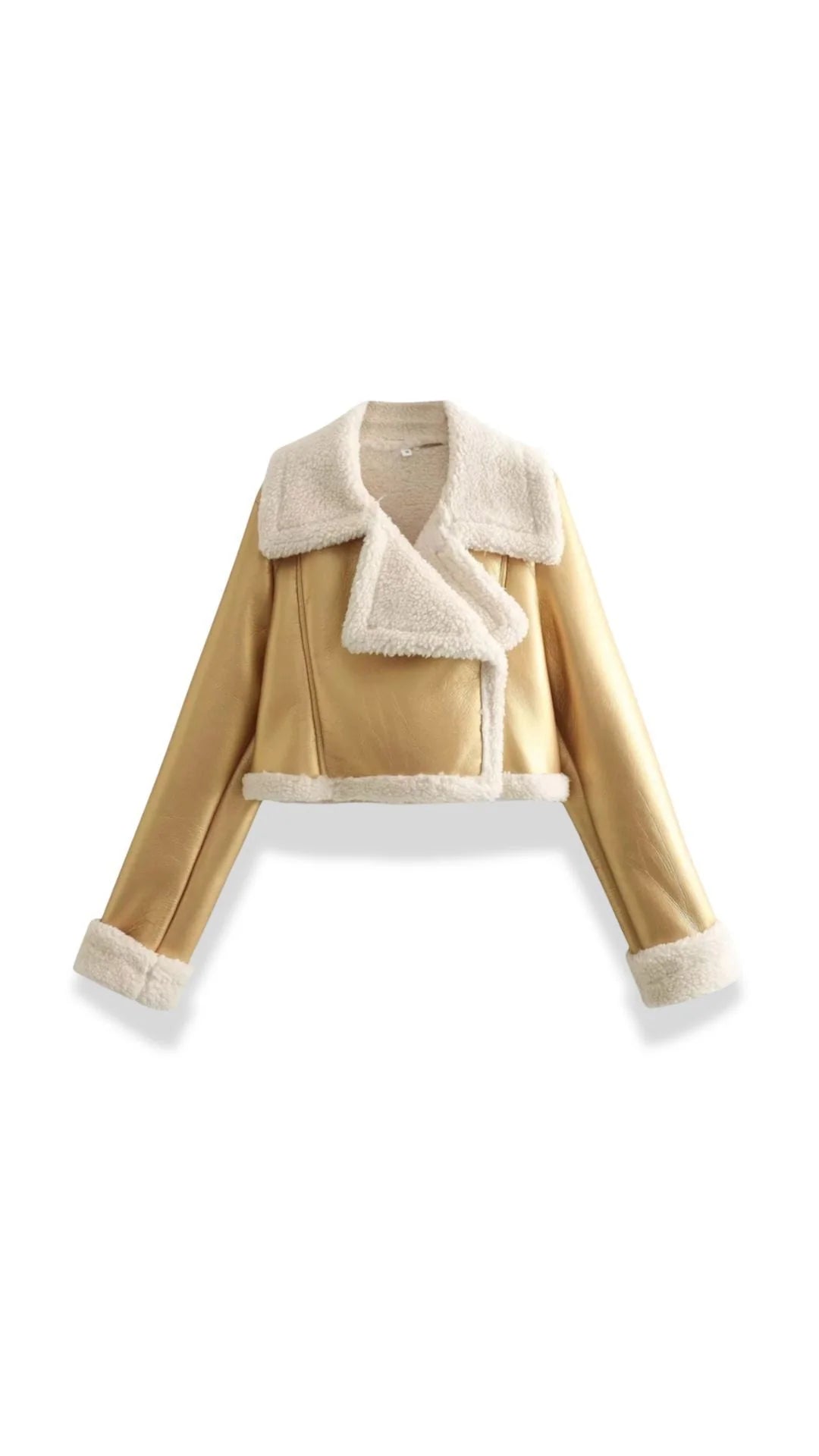 Chaqueta de mujer efecto piel con detalles de borreguito