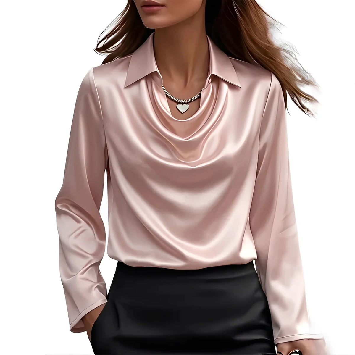 Blusa de mujer de manga larga y corte clásico