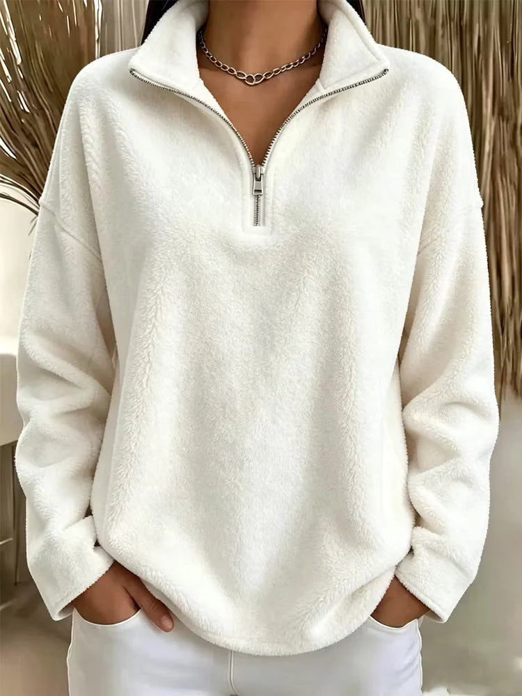 Sudadera de forro polar para mujer con media cremallera