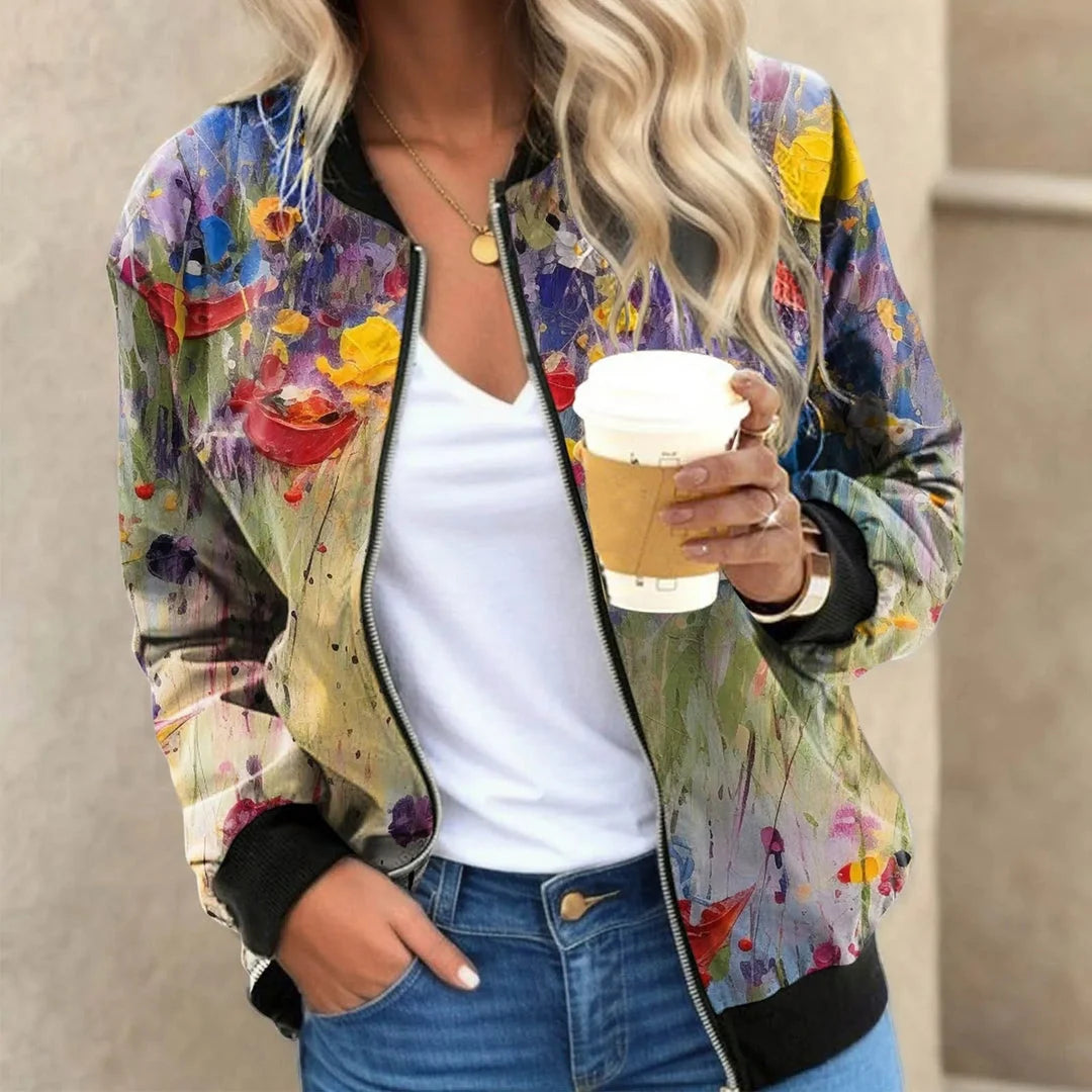 Chaqueta bomber de mujer con estampado floral