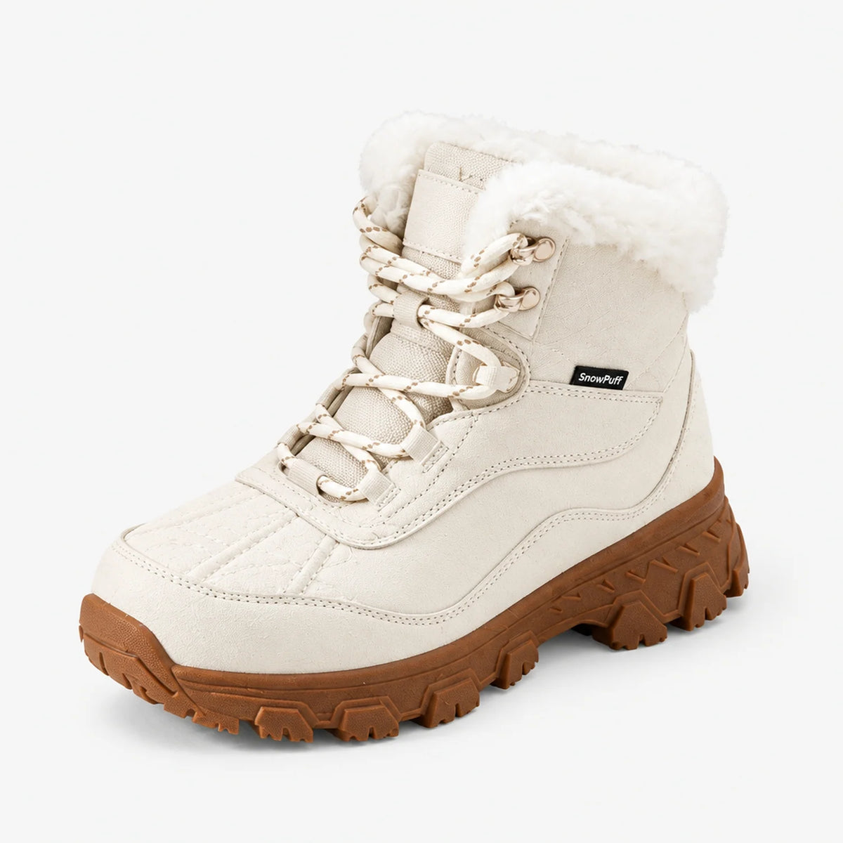 Botas de invierno impermeables para mujer con cuello de piel sintética