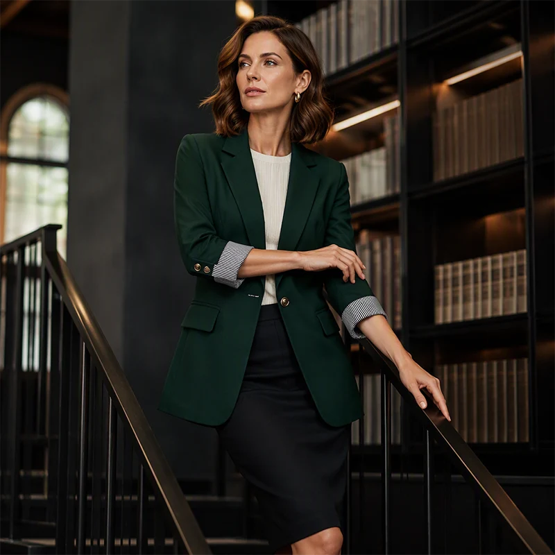Blazer de mujer con corte entallado y solapa estrecha