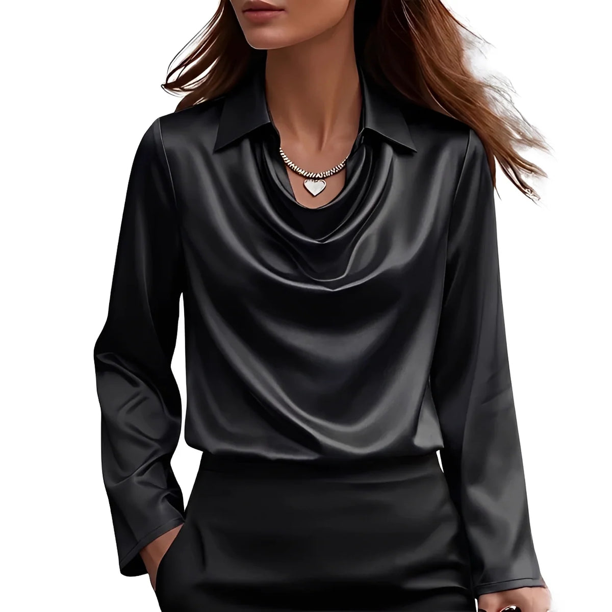 Blusa de mujer de manga larga y corte clásico