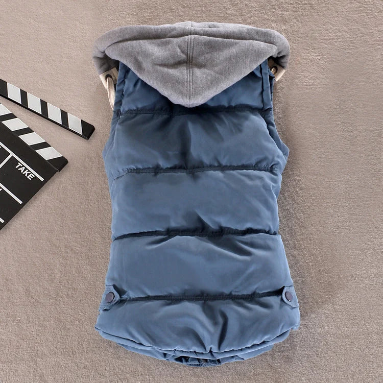Chaleco térmico acolchado para mujer con capucha en contraste
