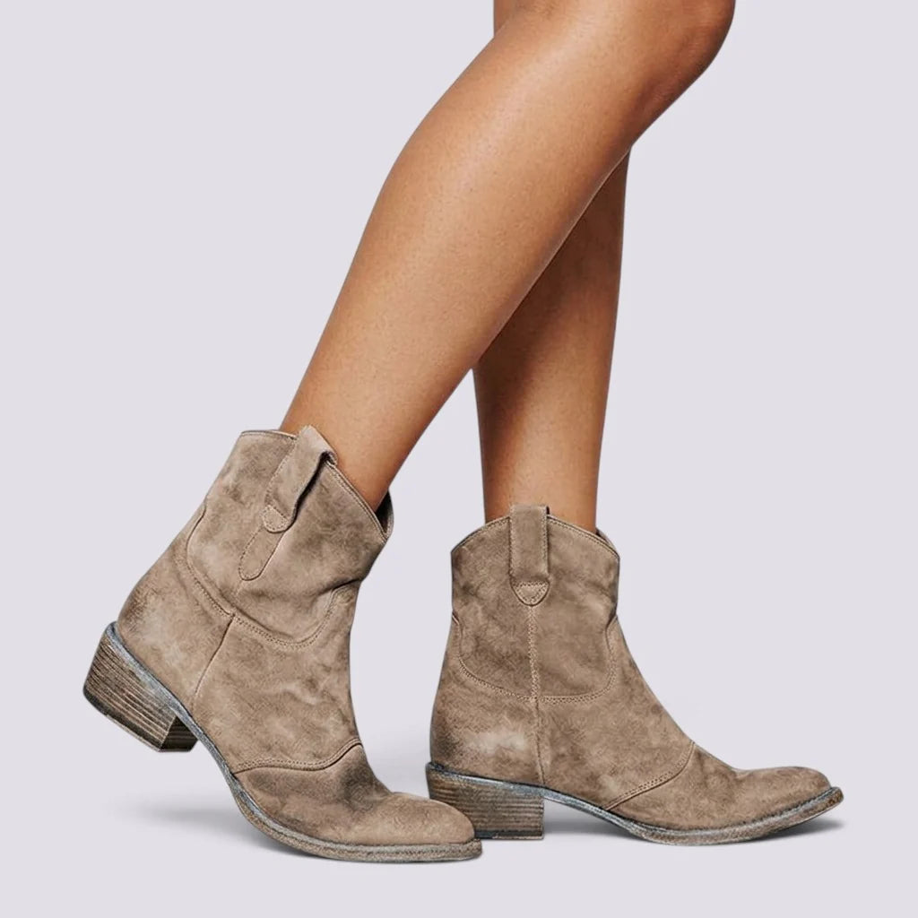 Botines de ante para mujer con tacón cuadrado bloque