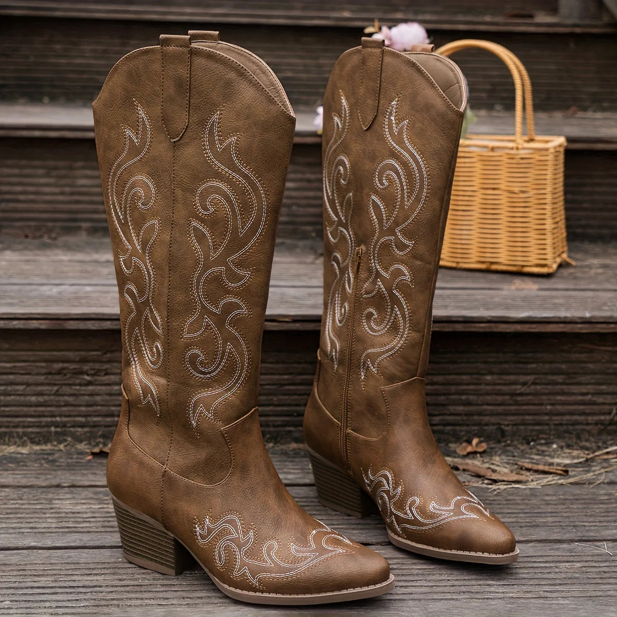 Botas Vaqueras de Mujer hasta la Rodilla con Caño Ancho