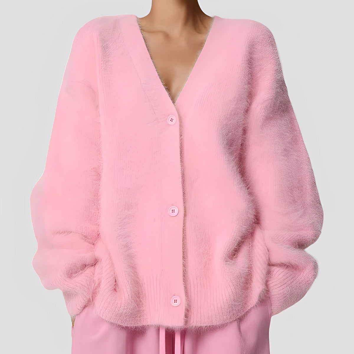Jersey de mujer de punto suave con botonadura