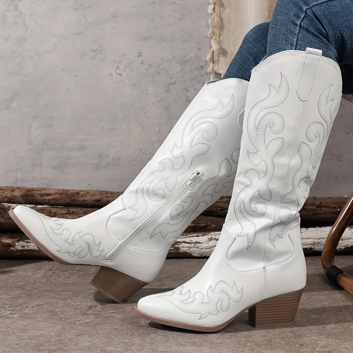 Botas Vaqueras de Mujer hasta la Rodilla con Caño Ancho