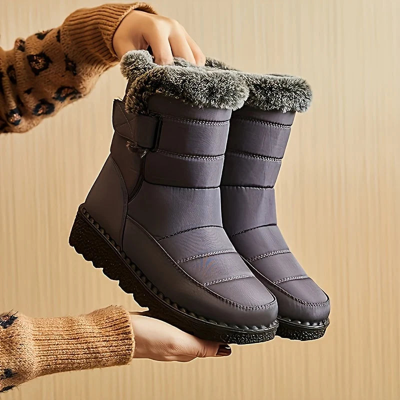 Botas de nieve impermeables para mujer con forro de Sherpa