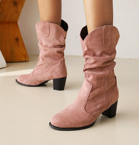 Botines de ante para mujer con tacón bloque