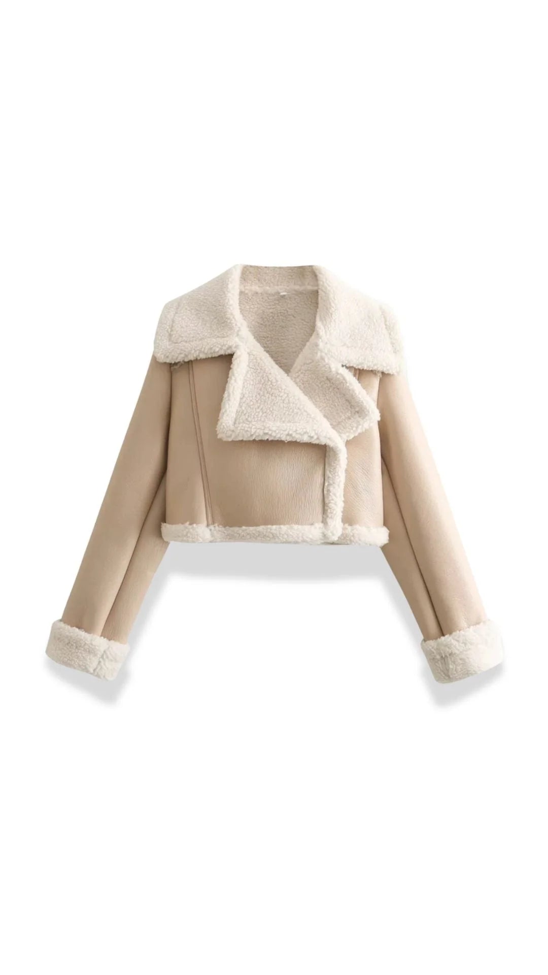 Chaqueta de mujer efecto piel con detalles de borreguito