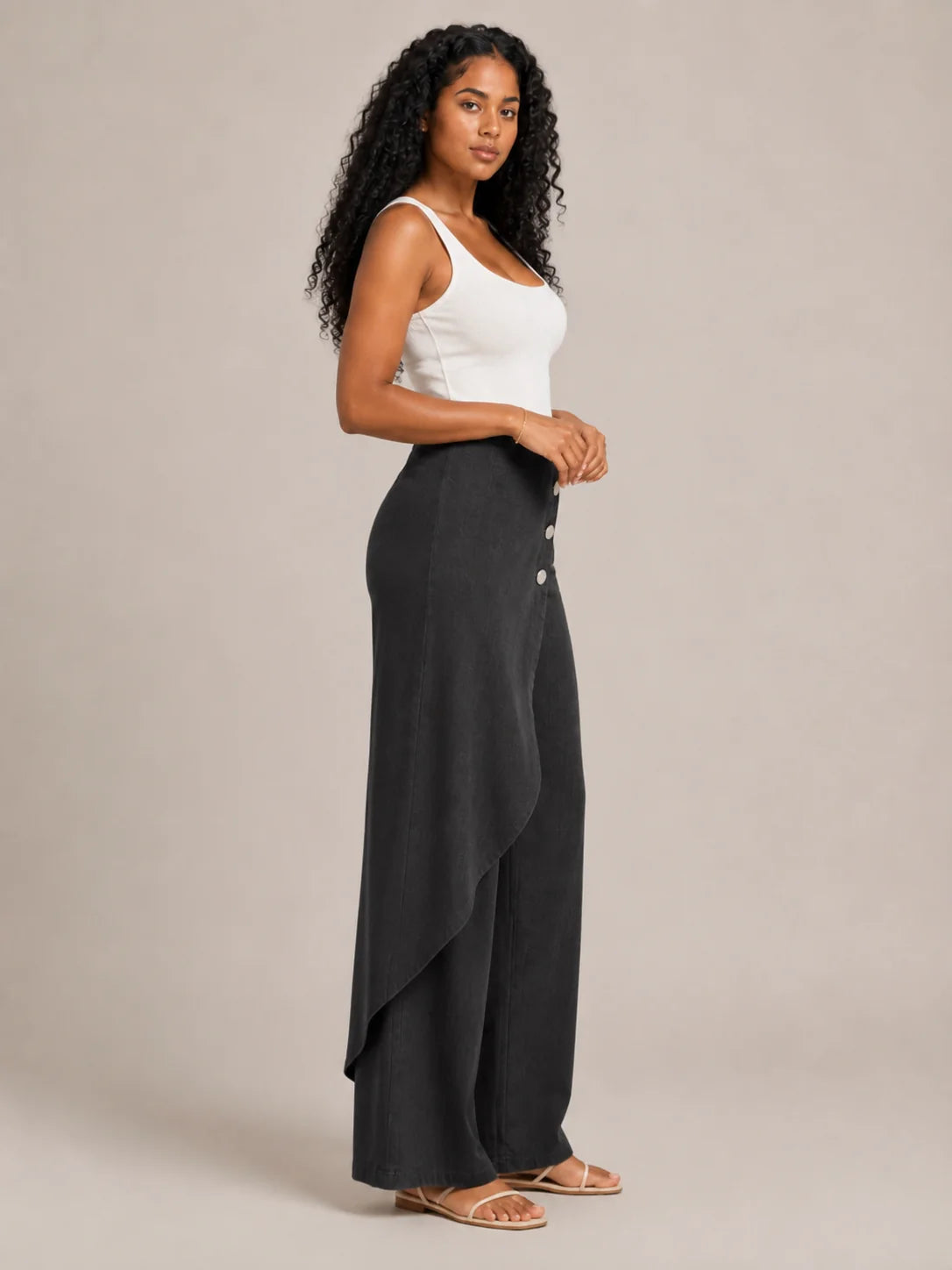 Pantalones Palazzo de mujer con panel envolvente asimétrico