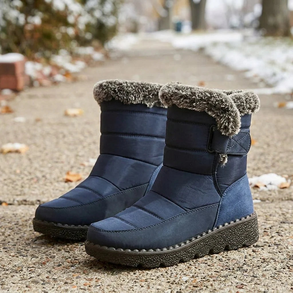 Botas de nieve para mujer con forro de piel sintética