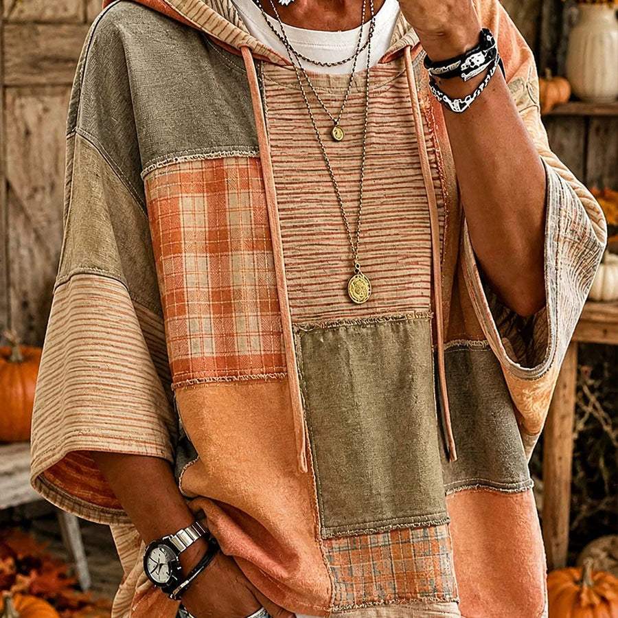 Sudadera con capucha para mujer con detalles de patchwork en contraste