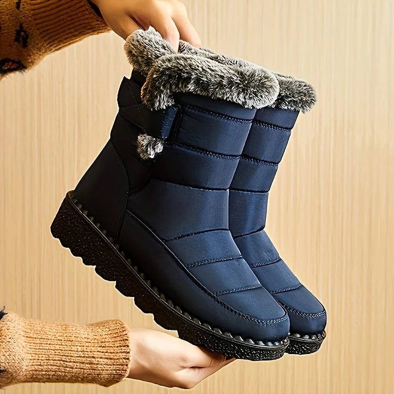 Botas de nieve impermeables para mujer con forro de Sherpa