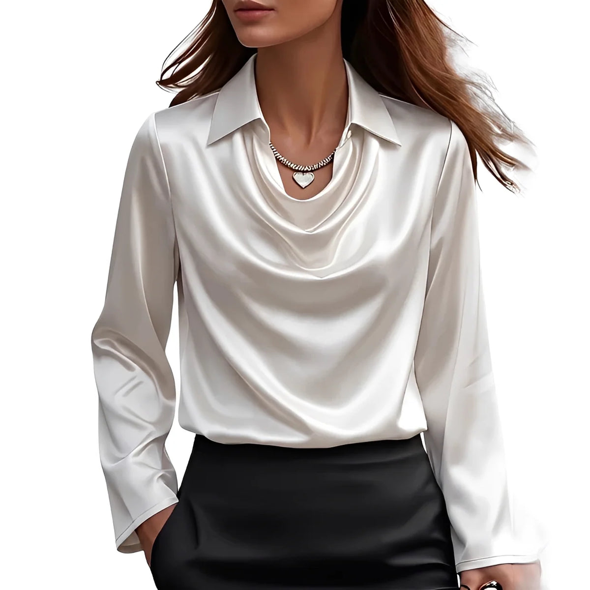 Blusa de mujer de manga larga y corte clásico