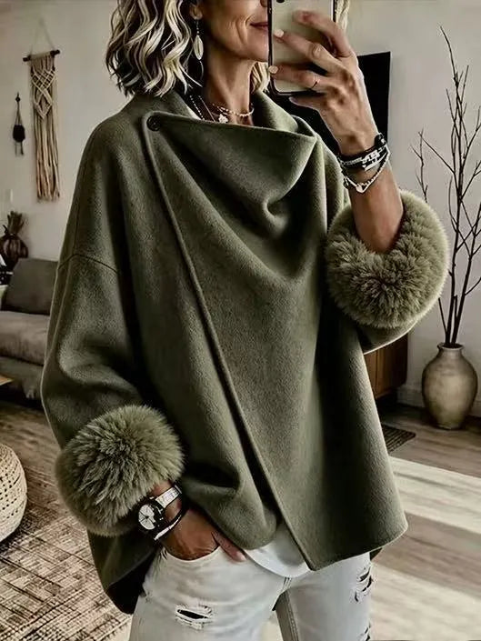 Chaqueta de mujer con frente asimétrico