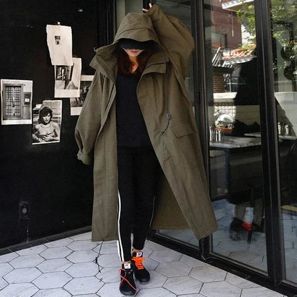 Parka Extragrande para Mujer con Cintura Ajustable con Cordón