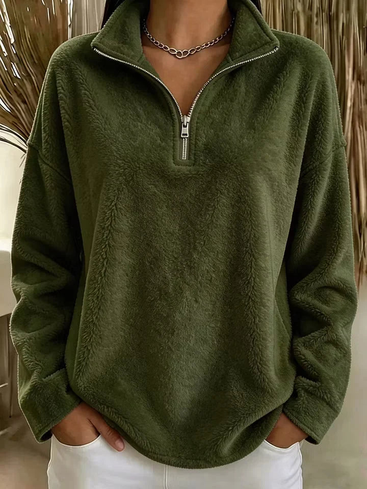 Sudadera de forro polar para mujer con media cremallera