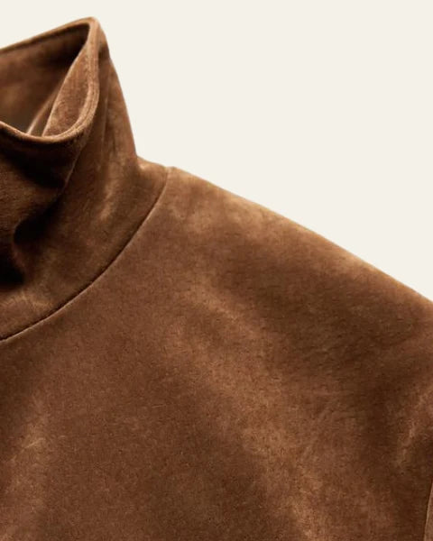 Chaqueta de mujer de ante sintético con cuello alto