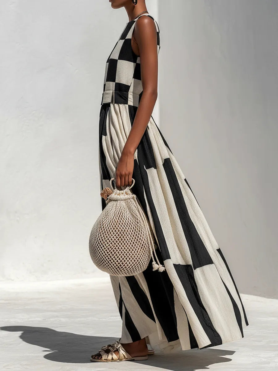 Vestido largo maxi para mujer con mangas anchas corte amplio