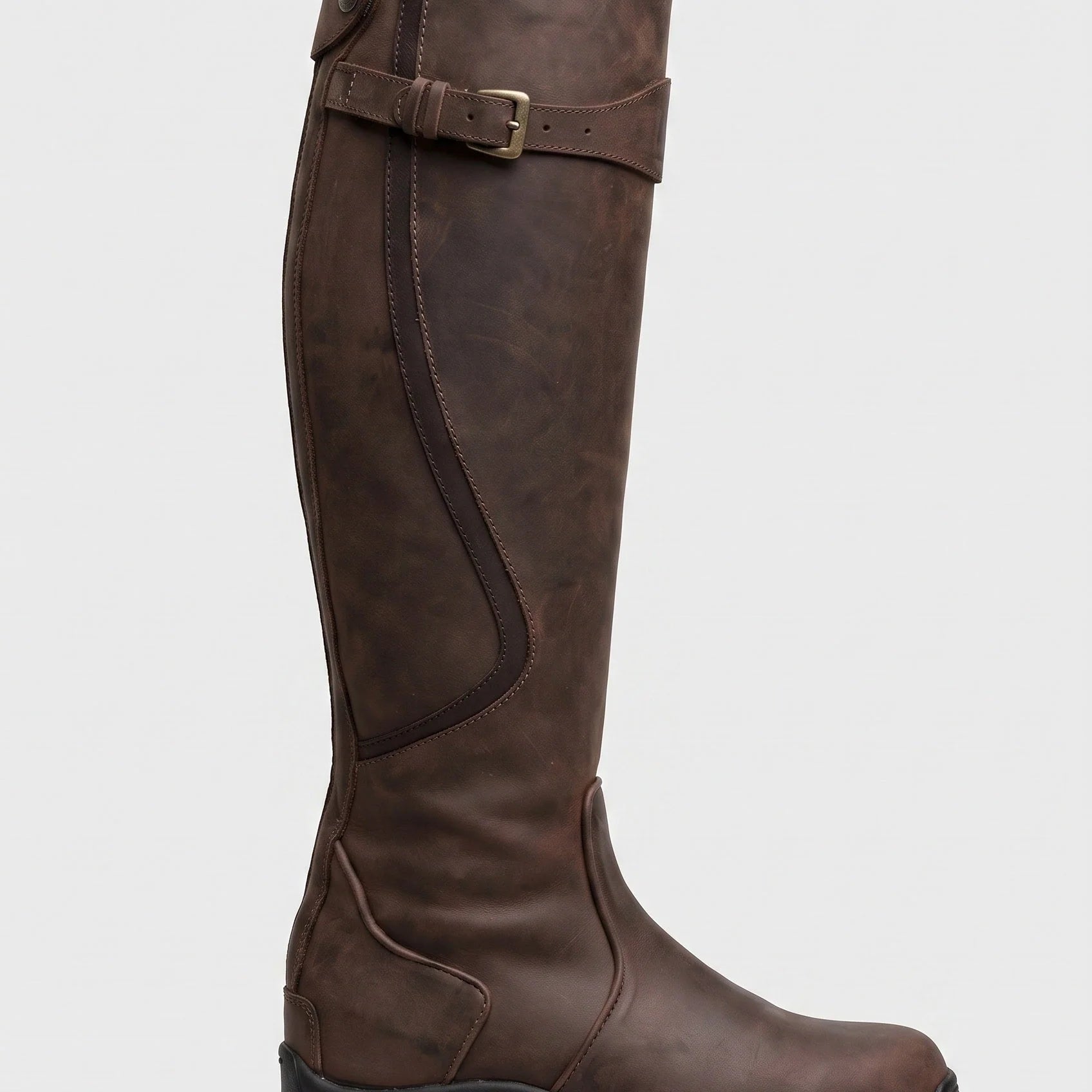 Botas de montar para mujer hasta la rodilla con hebilla y cremallera