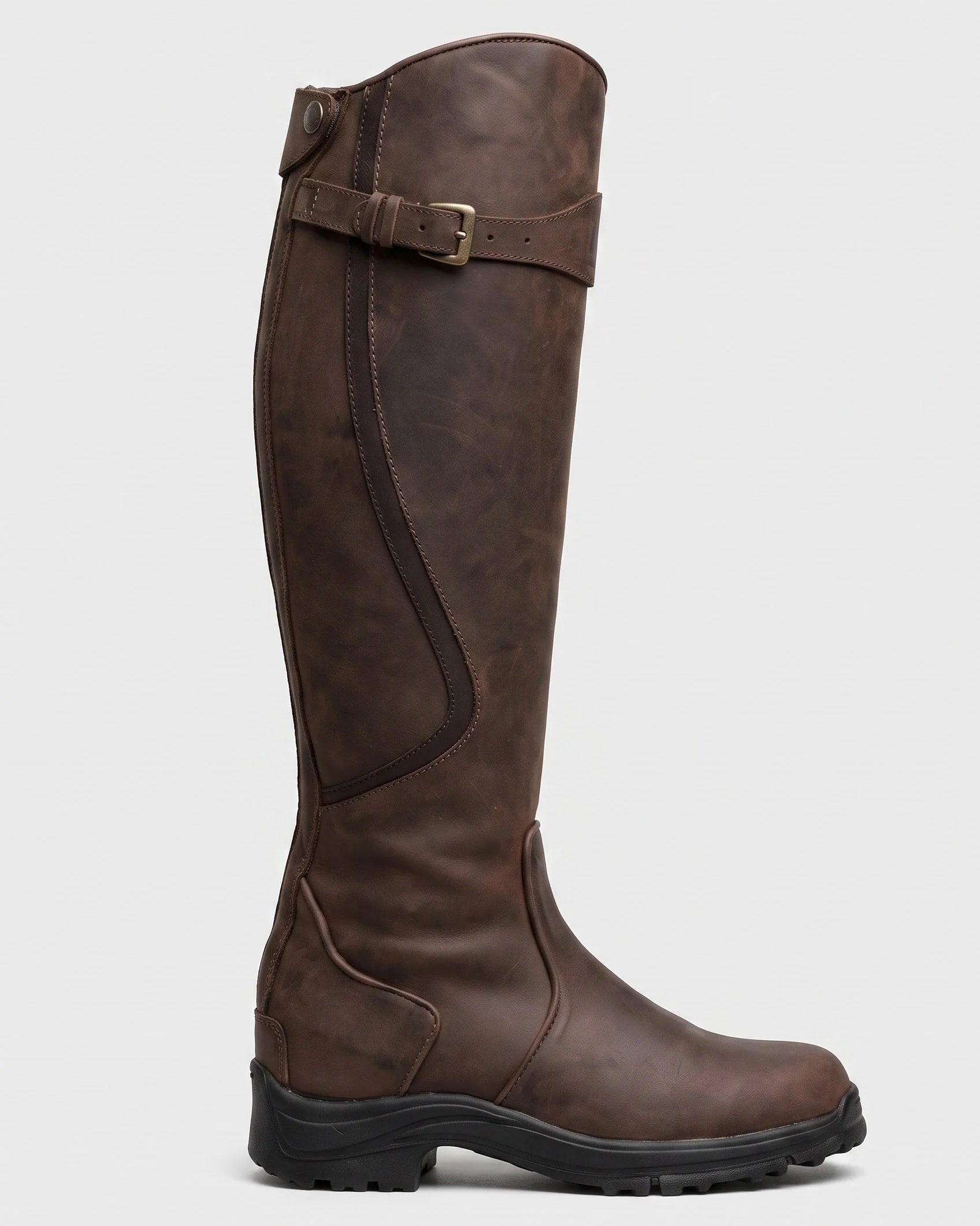 Botas de montar para mujer hasta la rodilla con hebilla y cremallera