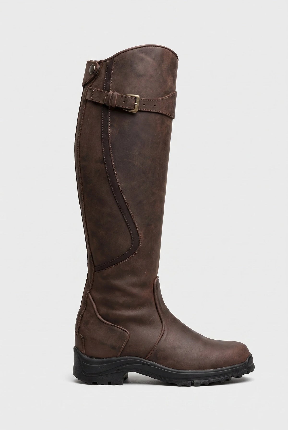 Botas de montar para mujer hasta la rodilla con hebilla y cremallera