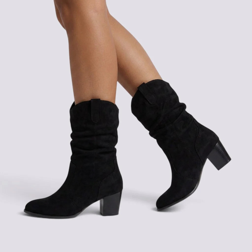 Botines de ante para mujer con tacón bloque