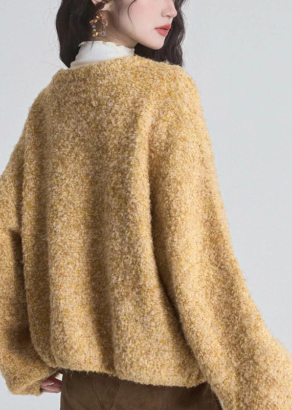 Chaqueta de punto para mujer de mezcla de algodón con botones