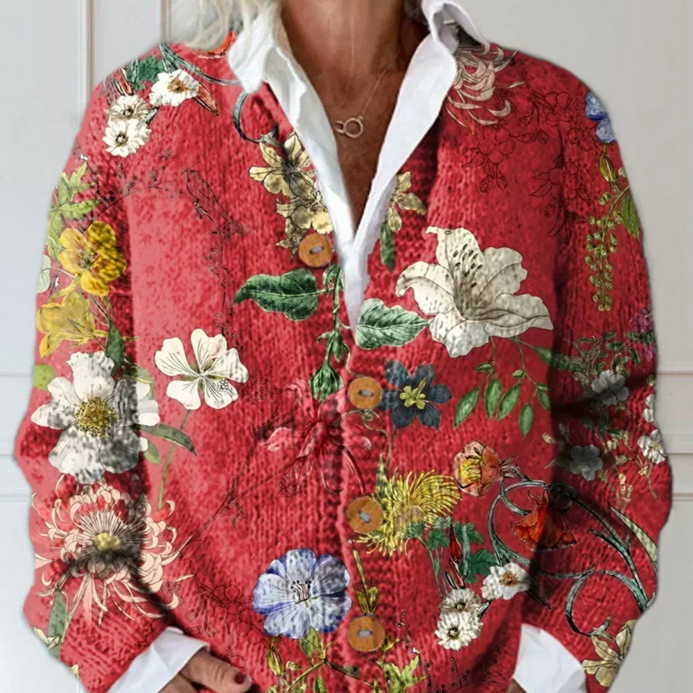 Cárdigan de mujer con estampado floral y botones