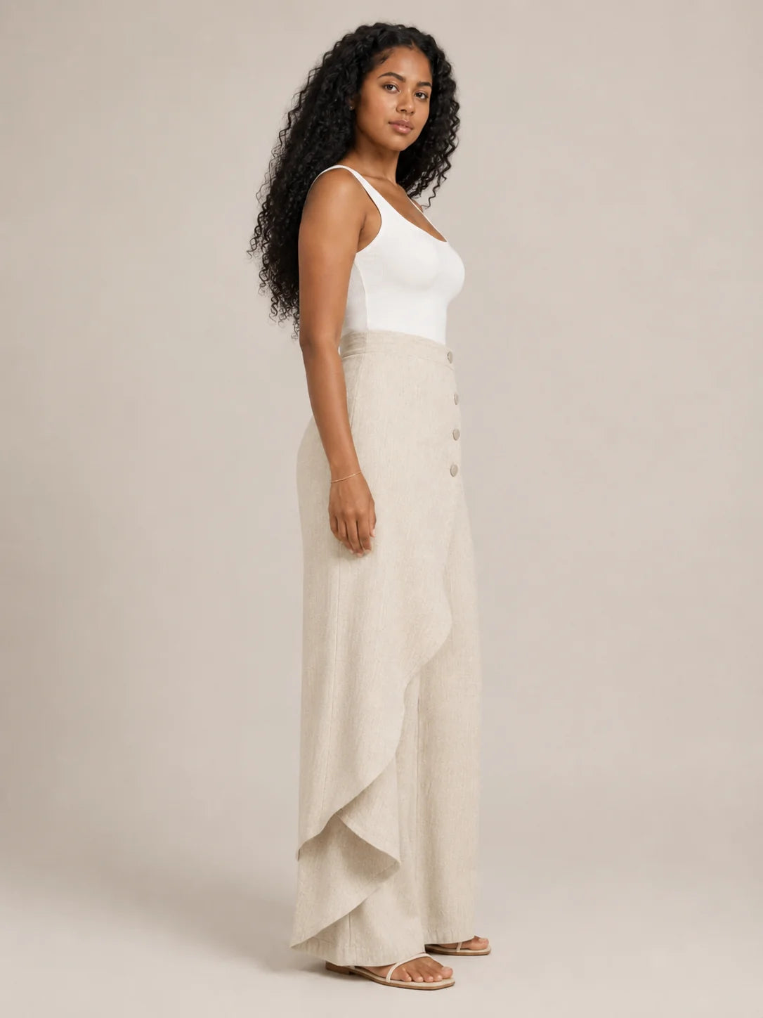 Pantalones Palazzo de mujer con panel envolvente asimétrico