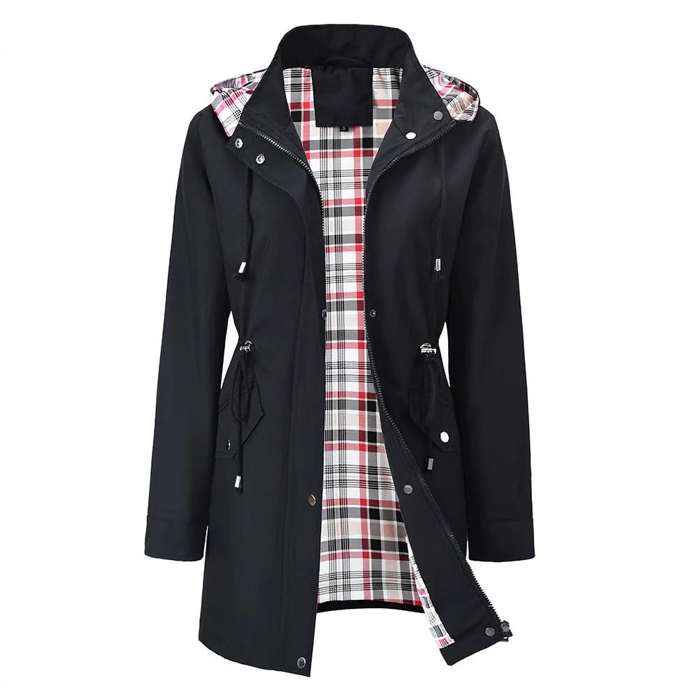 Abrigo Largo Impermeable para Mujer con Cintura Ajustable