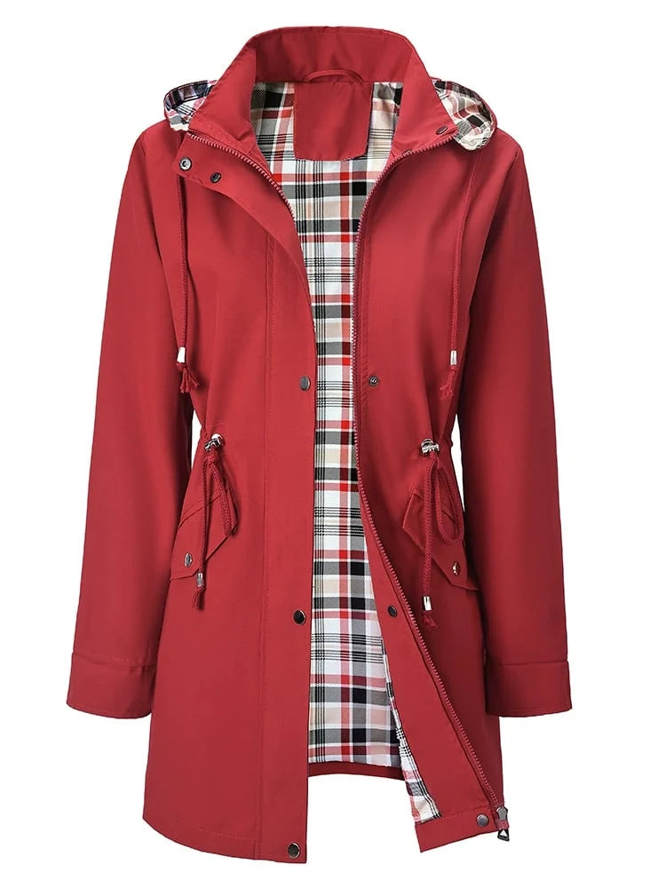 Abrigo Largo Impermeable para Mujer con Cintura Ajustable