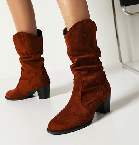 Botines de ante para mujer con tacón bloque