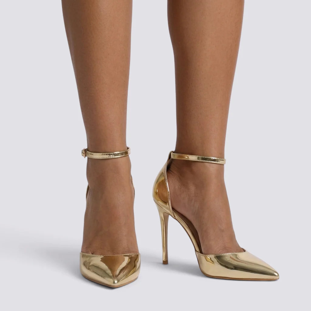 Sandalias de tacón de aguja para mujer con correa ajustable en el tobillo