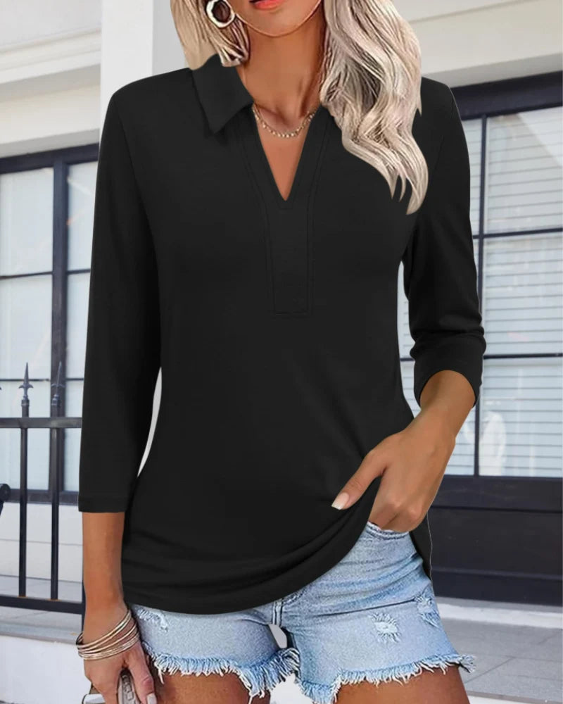 Polo para mujer con escote en V y cuello de polo