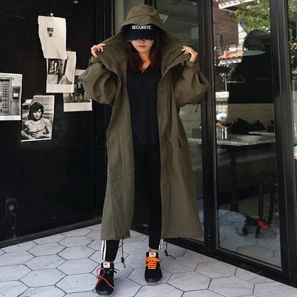 Parka Extragrande para Mujer con Cintura Ajustable con Cordón