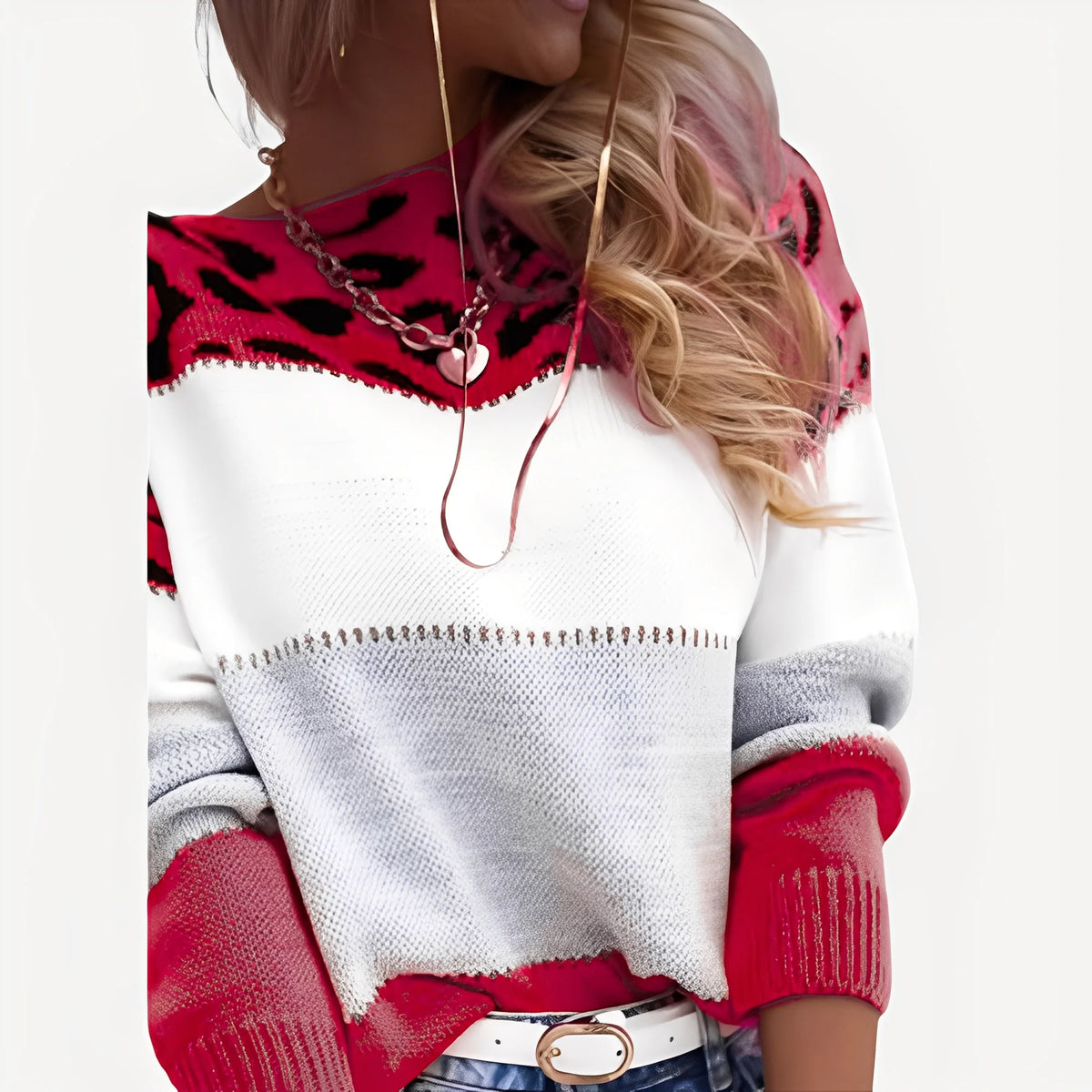Jersey fino de punto para mujer con estampado de leopardo
