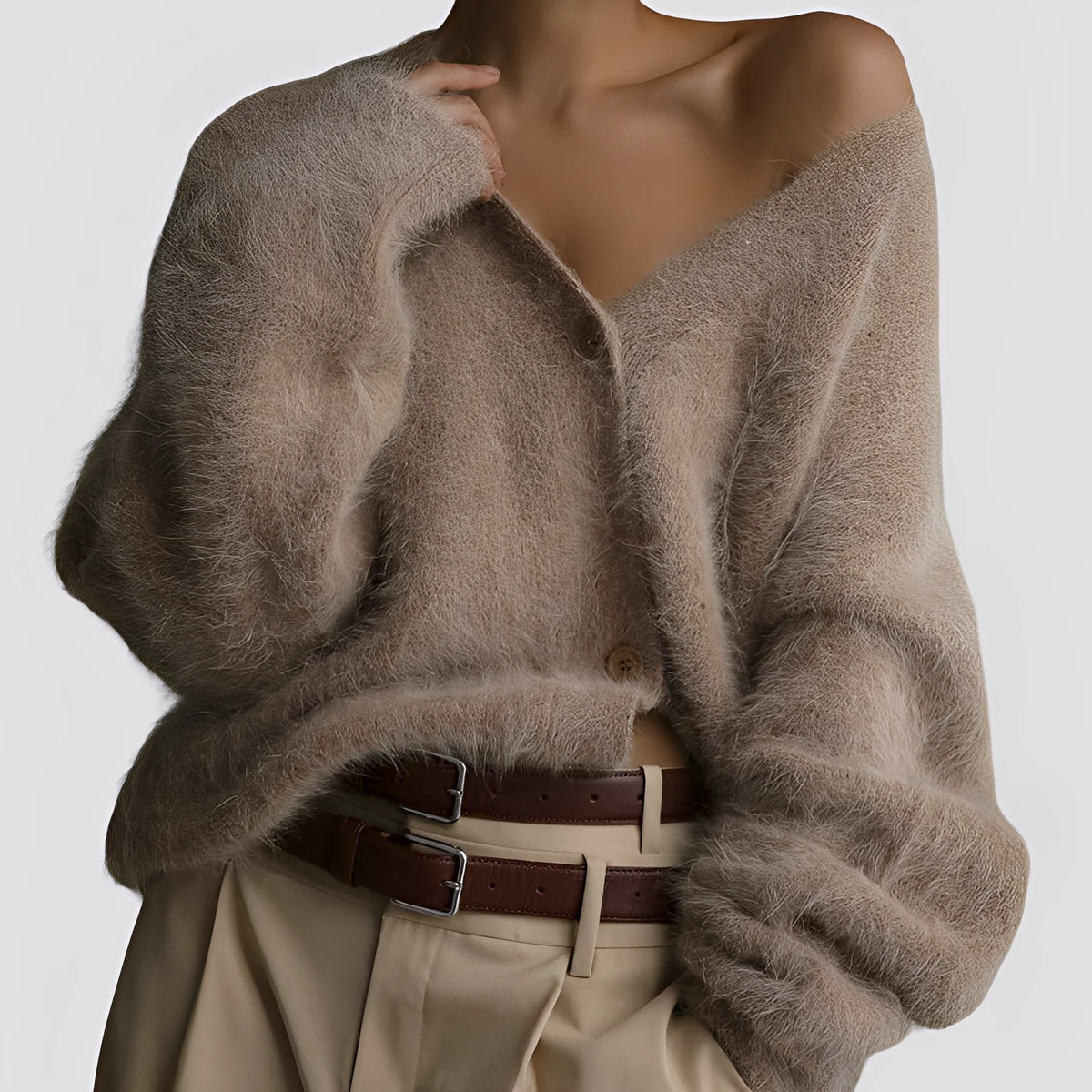 Jersey de mujer de punto suave con botonadura