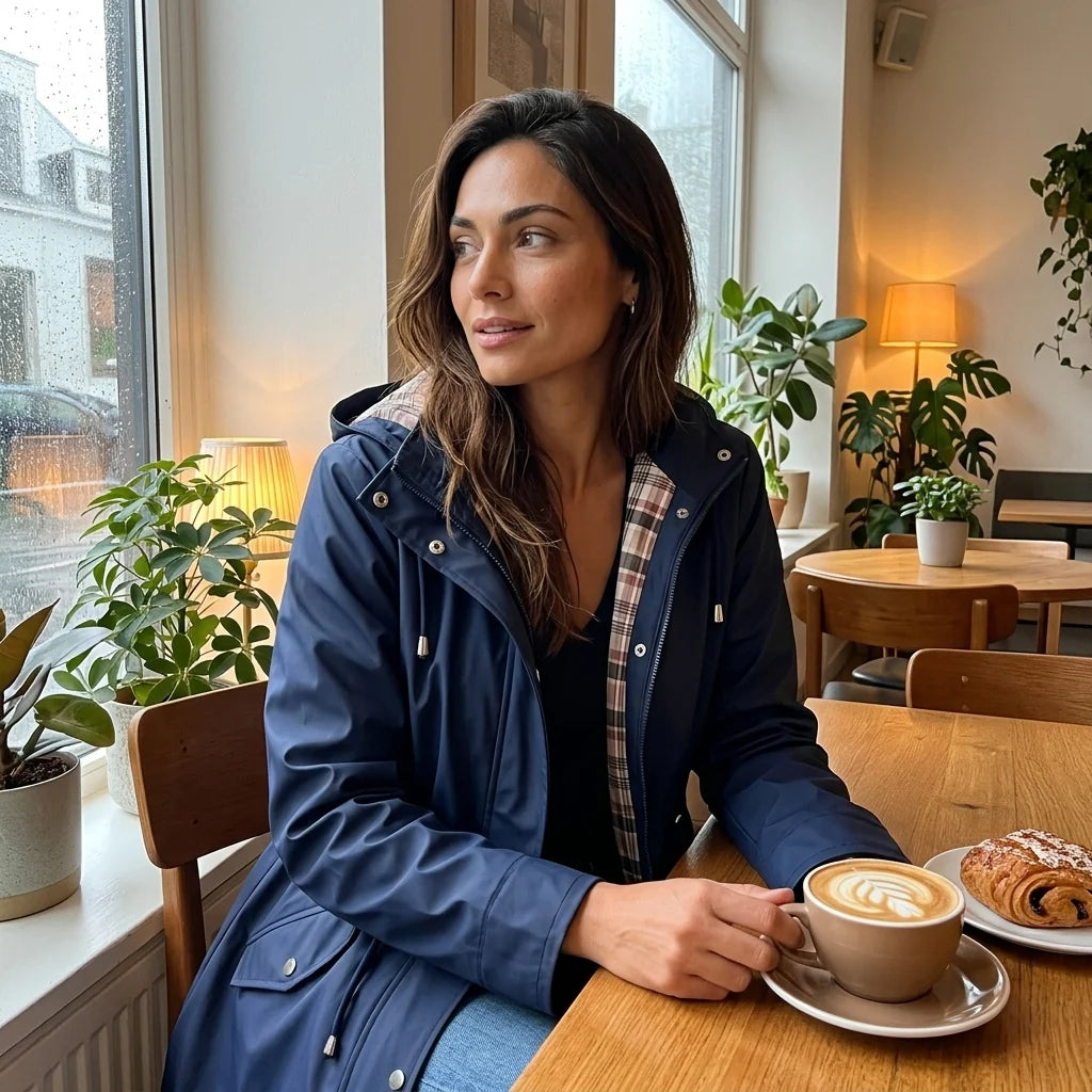 Abrigo Largo Impermeable para Mujer con Cintura Ajustable