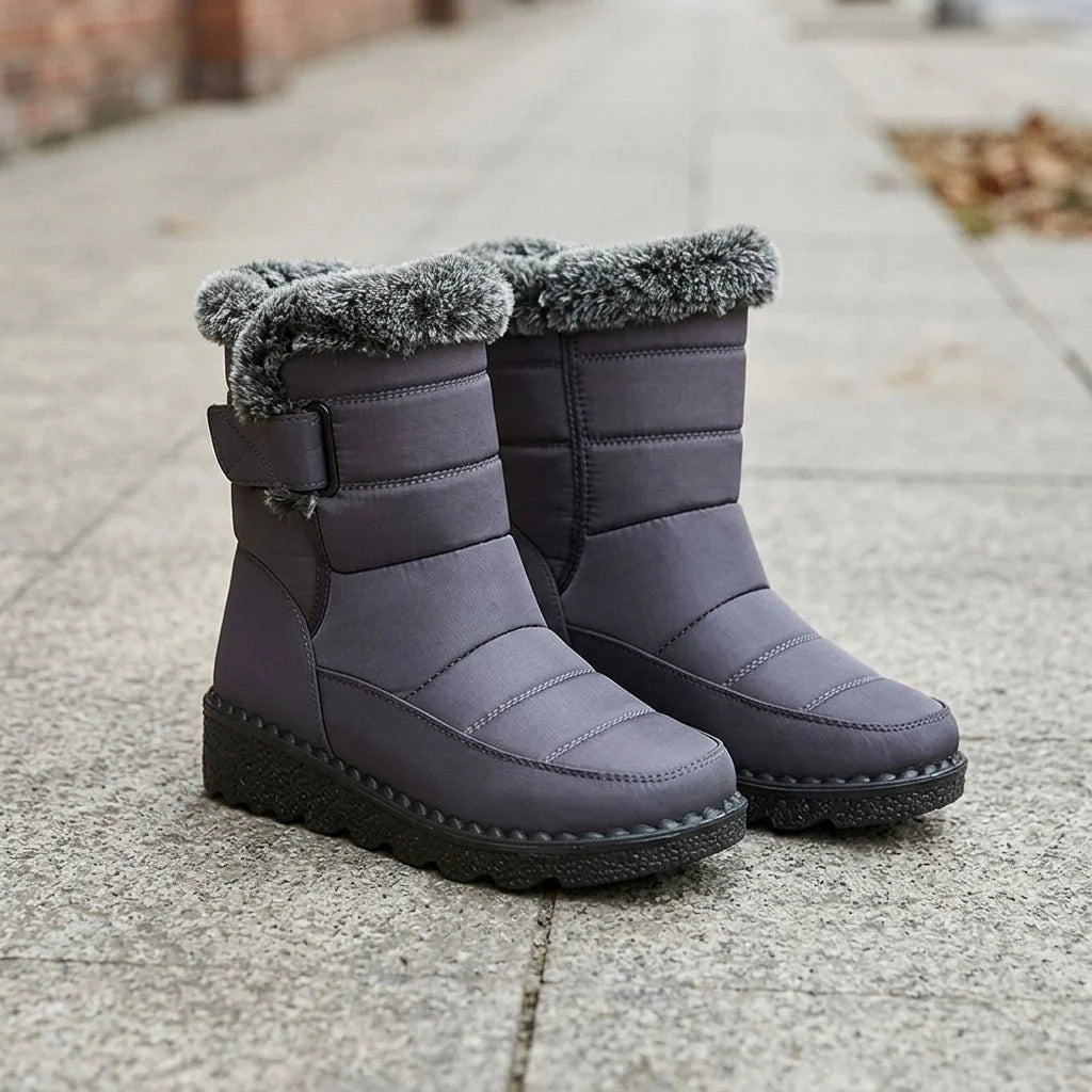 Botas de nieve para mujer con forro de piel sintética