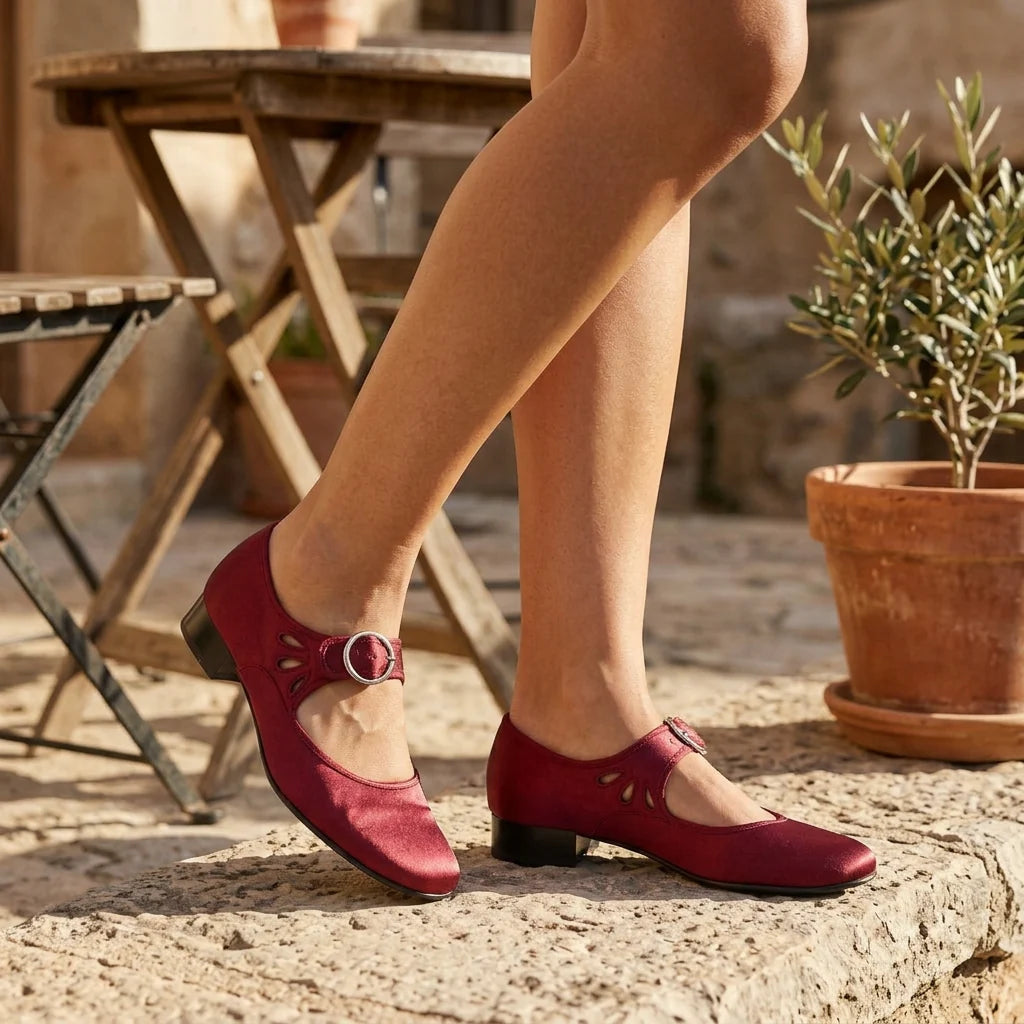 Zapatos Mary Jane de mujer con recortes y hebilla