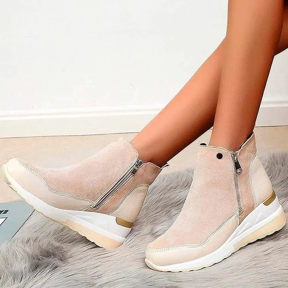 Botas de invierno para mujer con tacón de cuña y forro térmico