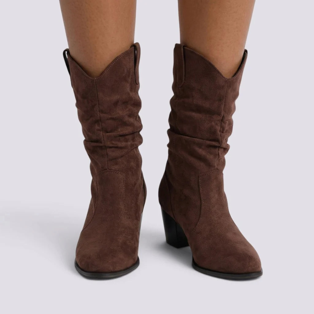 Botines de ante para mujer con tacón bloque