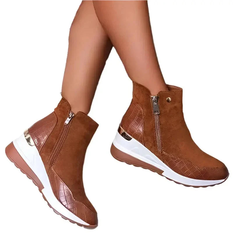 Botas de invierno para mujer con tacón de cuña y forro térmico