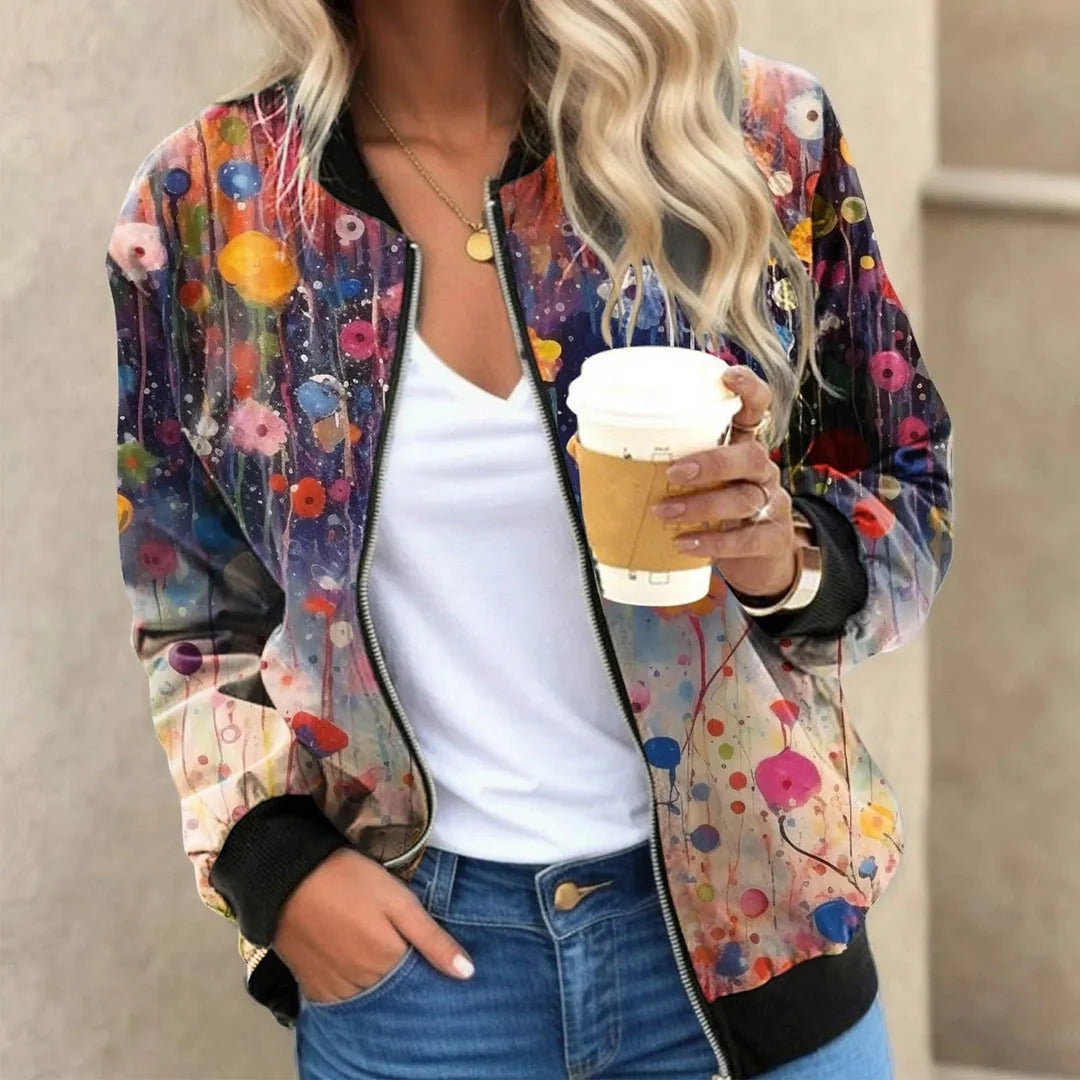 Chaqueta bomber de mujer con estampado floral