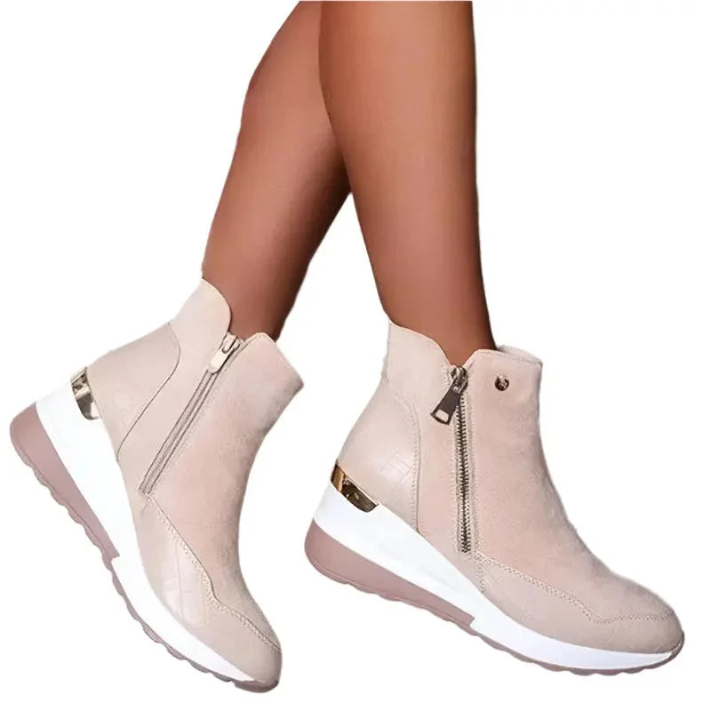 Botas de invierno para mujer con tacón de cuña y forro térmico